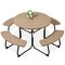 Best Choice Products 8-Person Circular Outdoor Picnic Table w/ 4 Benches, Umbrella Hole, 2000lb Capacity